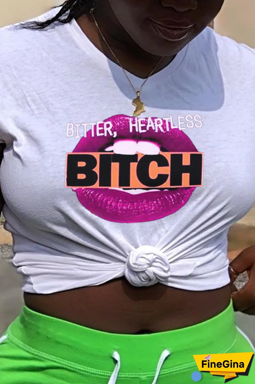 Black Casual Daily Lips Printed Patchwork Letter O Neck T-Shirts