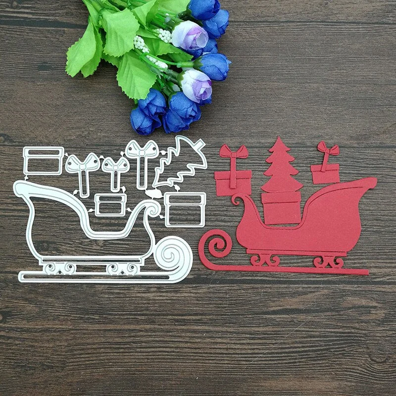 8Pcs Christmas sleigh Metal Cutting Dies For DIY Scrapbooking Album Embossing Paper Cards Decorative Crafts