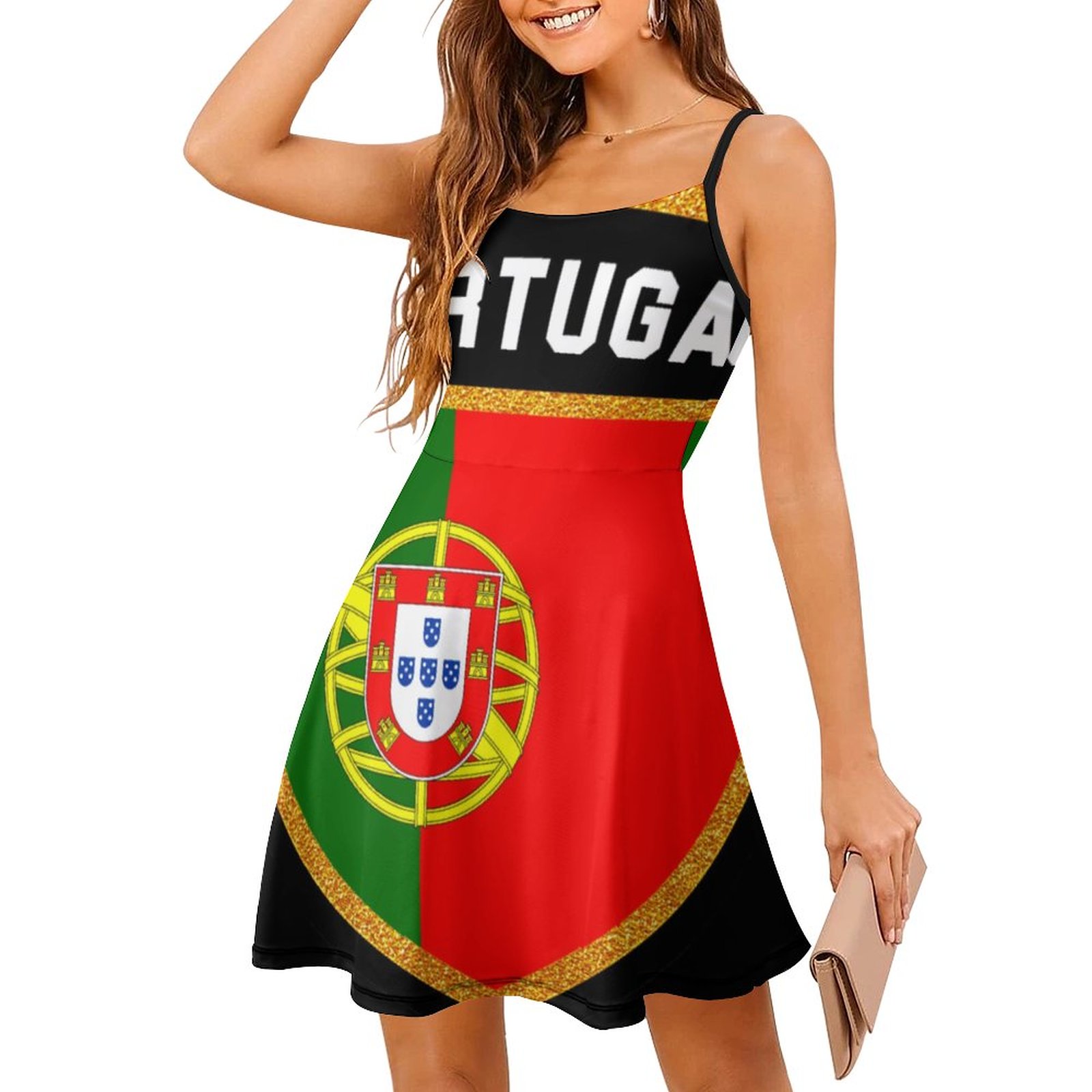 Portugal Flag Boho Hawaiian Spaghetti Strap Mini Cami Dress
