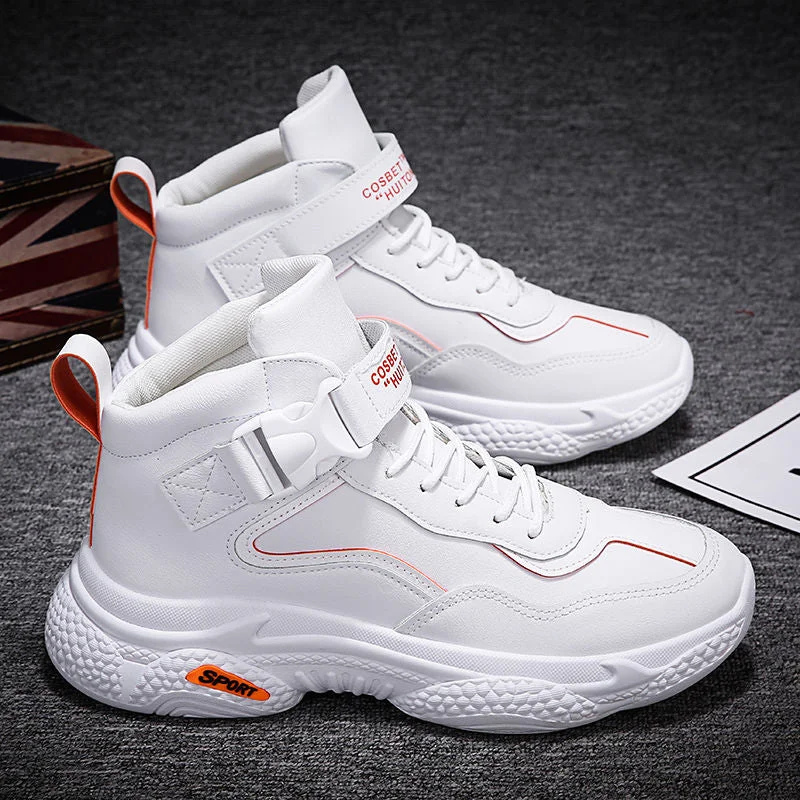 Men's Plus Fluff Warm Leather High-top Basketball Shoes Winter Male Non-slip Lightweight Sneakers Fall Trend Casual Shoes Men