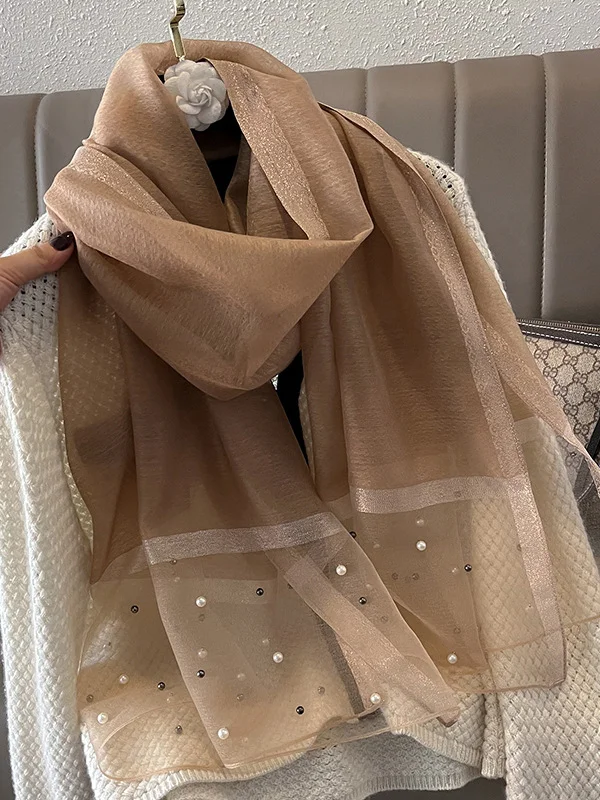 Sun-Protection Beaded See-Through Shawl&Scarf