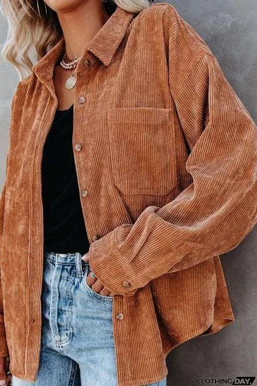 Cool Corduroy Casual Coat Top