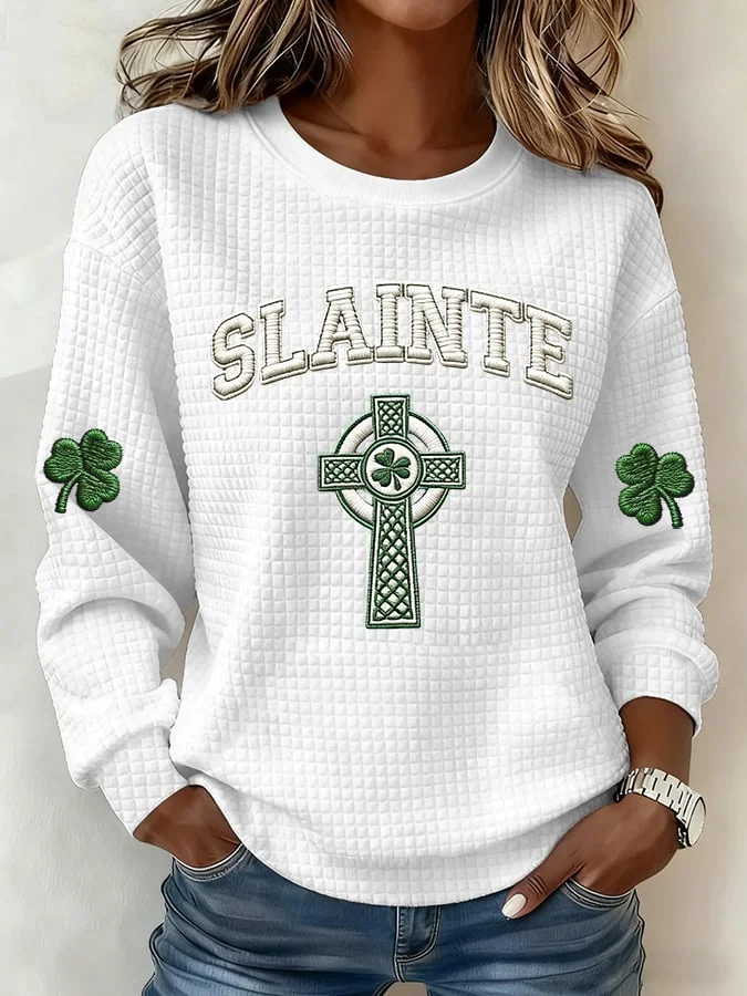 Women's Canadian-Themed Printed Crewneck Casual Sweatshirt 