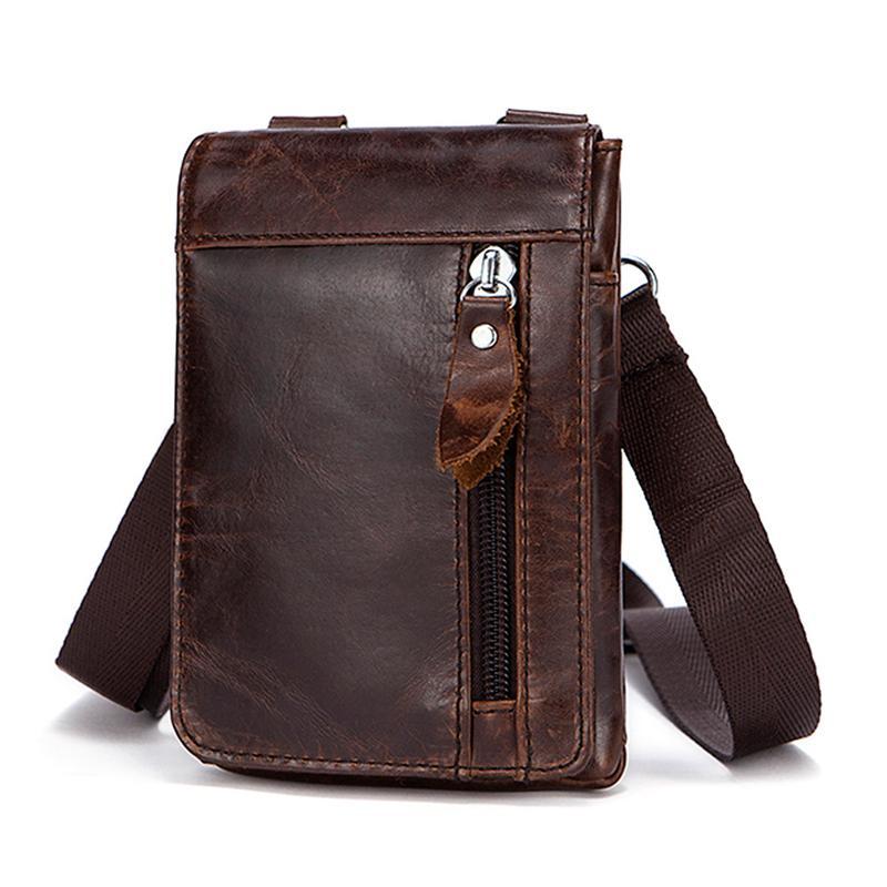 Mens Vintage Fashion Outdoor Mobile Phone Leather Waist Packs