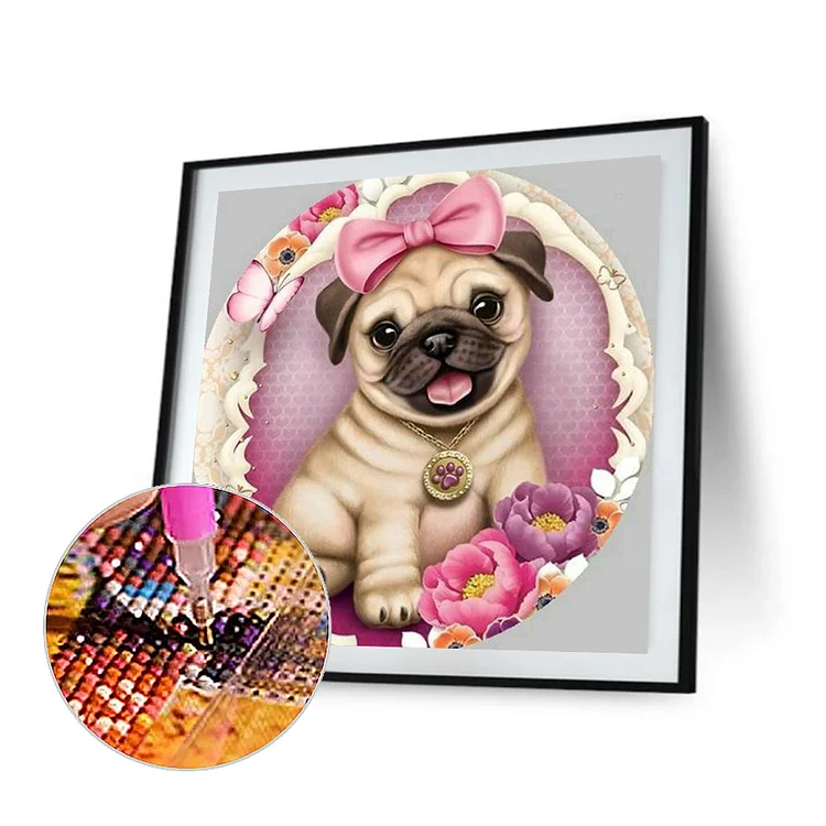 5D Rhinestone Color Pug Dog Diamond Painting DIY Cartoon Animals