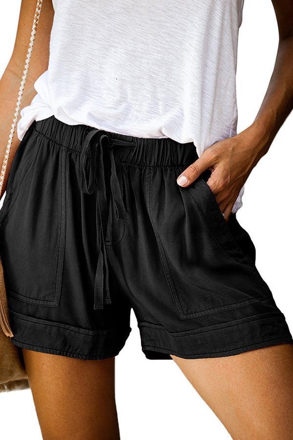 Rotimia Paneled Solid Side Pockets Self-tie Casual Pants