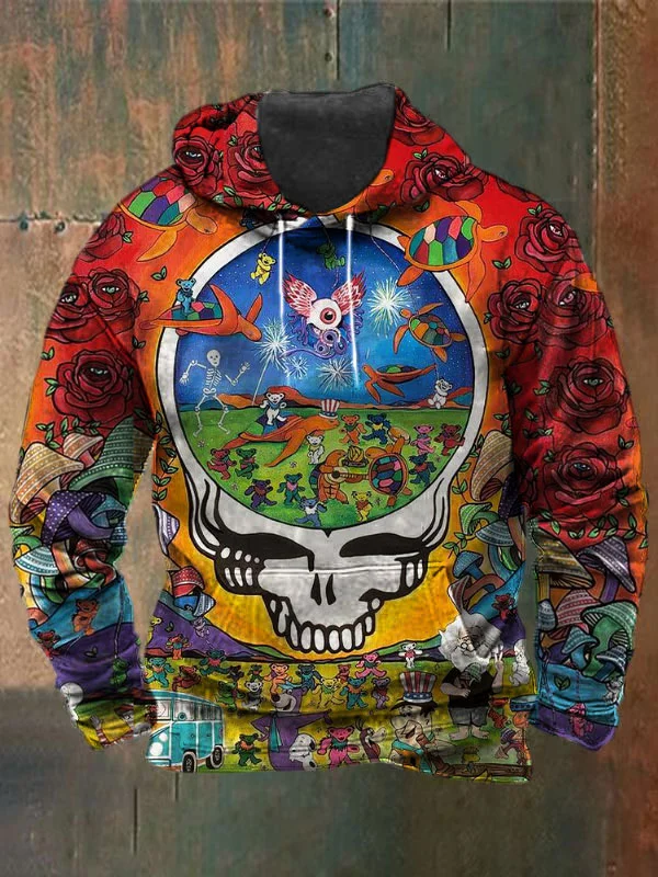 Unisex Skull Bear Print Heavyweight Hoodies