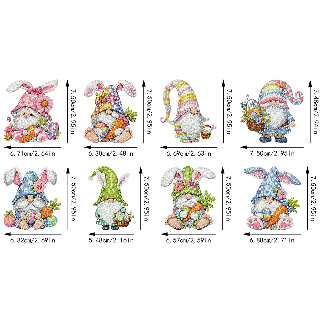 8pcs Easter Goblin Bunny 2D Acrylic DIY Diamond Painting Magnetic Refrigerator Sticker Set Special-Shaped Diamond Fridge Magnet Refrigerator Sticker Crystal Art Craft for Adults Home Decors