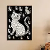 Wei&szlig;e Katze DIY, Perlengem&auml;lde, Kunstsets, Perlengem&auml;lde, Bildkunst, Basteln 30x40 cm f&uuml;r Erwachsene, Anf&auml;nger, Wanddekoration ohne Rahmen