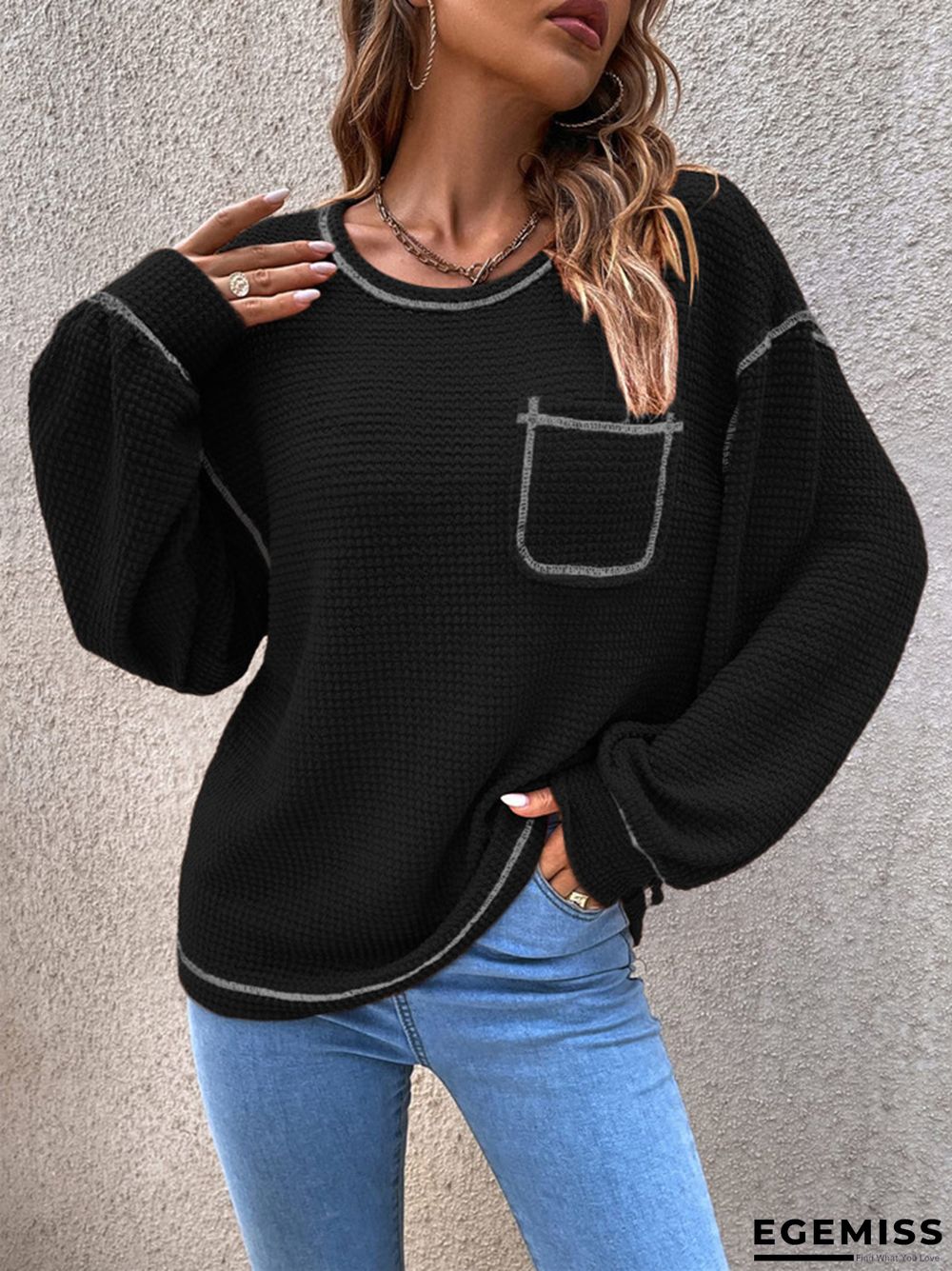 Casual Comfortable Round Neck Loose Versatile Knitting Sweater | EGEMISS
