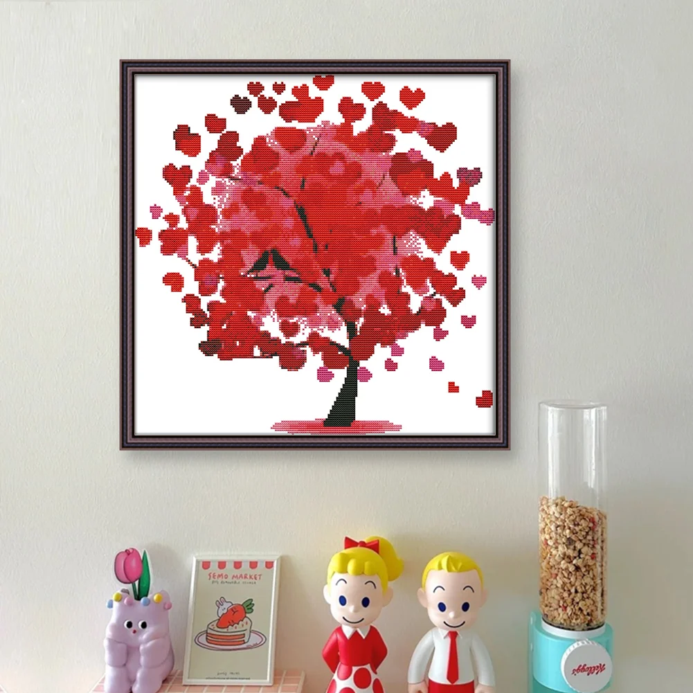 DIY Stamped Cross Stitch 14CT Partial Embroidery 38*38cm - Happy Tree