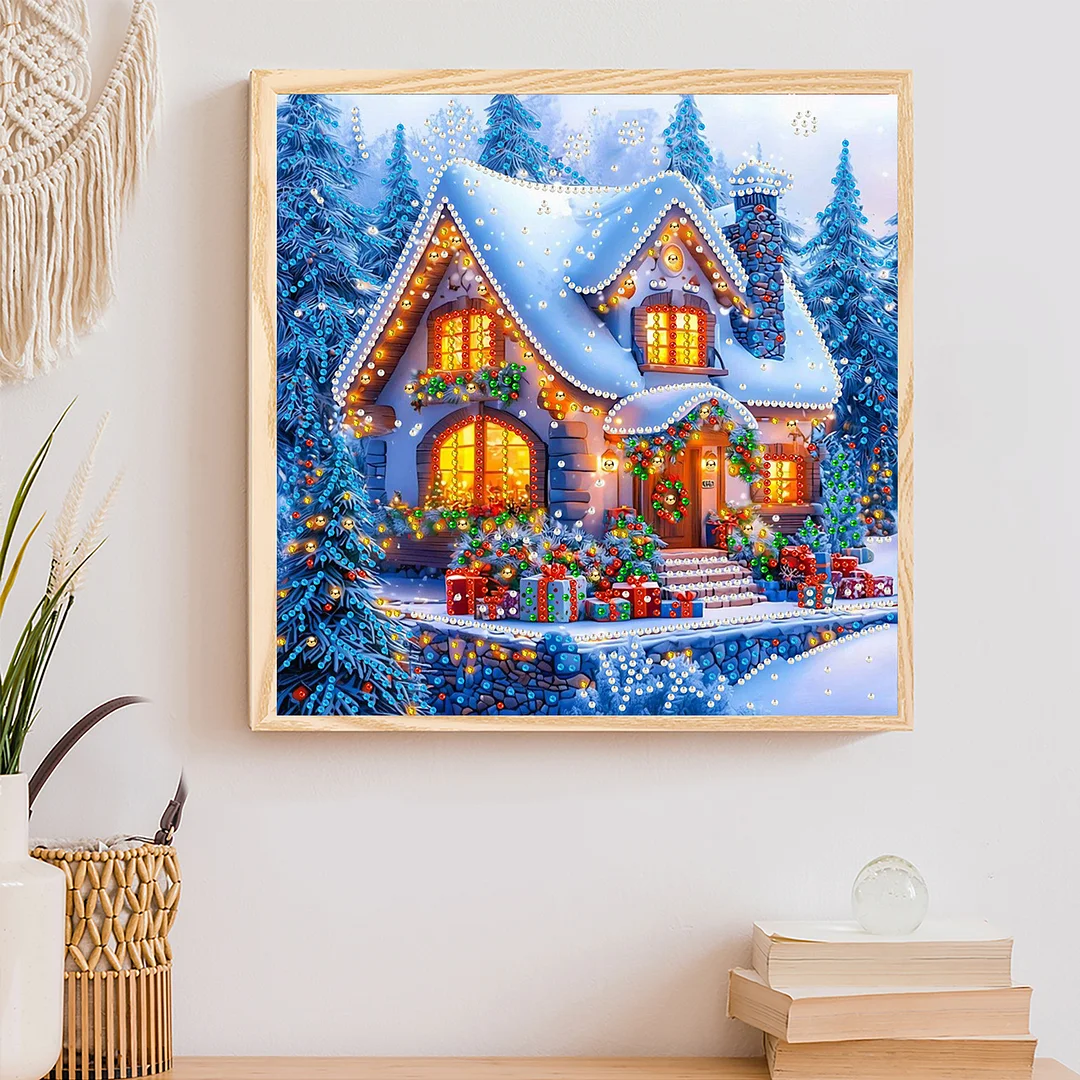 Christmas House - Diamond Painting - Partial Special Shaped Drill(Canvas|30*30cm)
