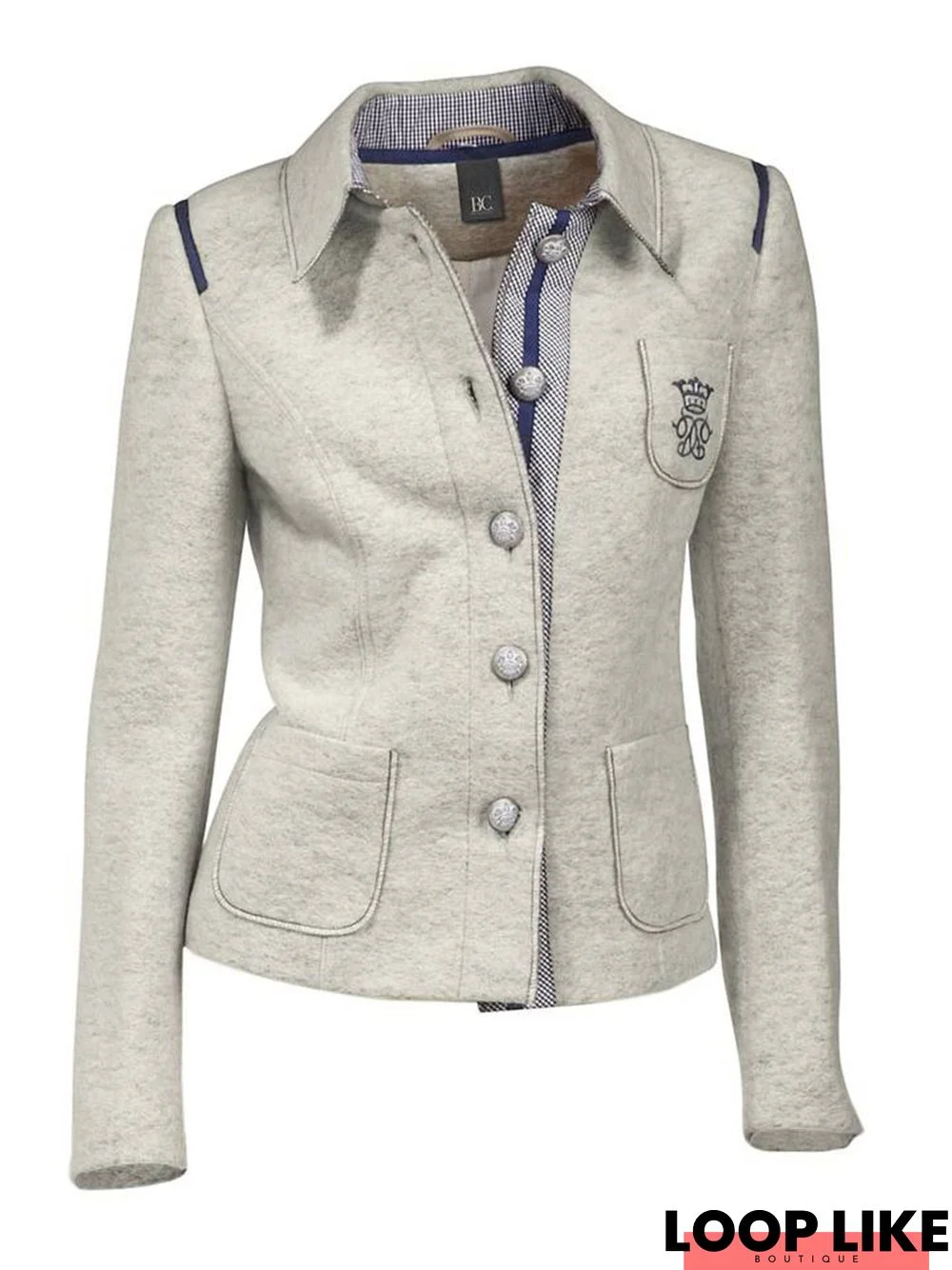 Gray Cotton-Blend Elegant Sweater coat