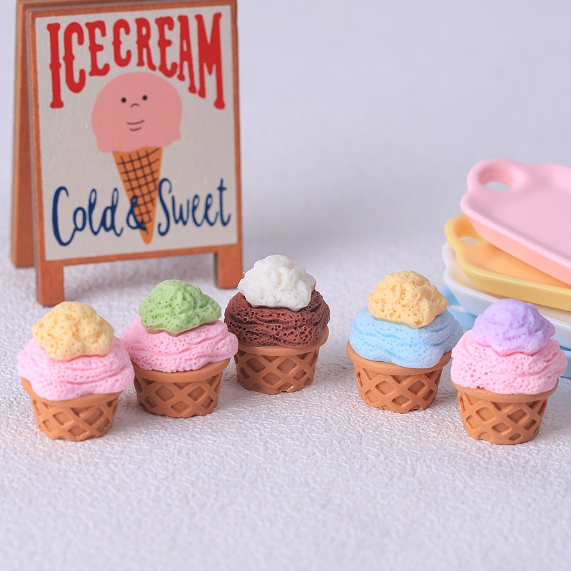 Mini 3D Ice Cream Cone Resin Charms