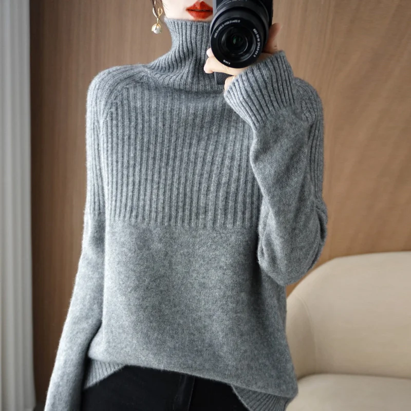 Churchf Churchf Sweater Bottom Shirt Women With Qiu Dong New Head Loose Half Draw A Rotator Sleeve Sweater Women's Jacket