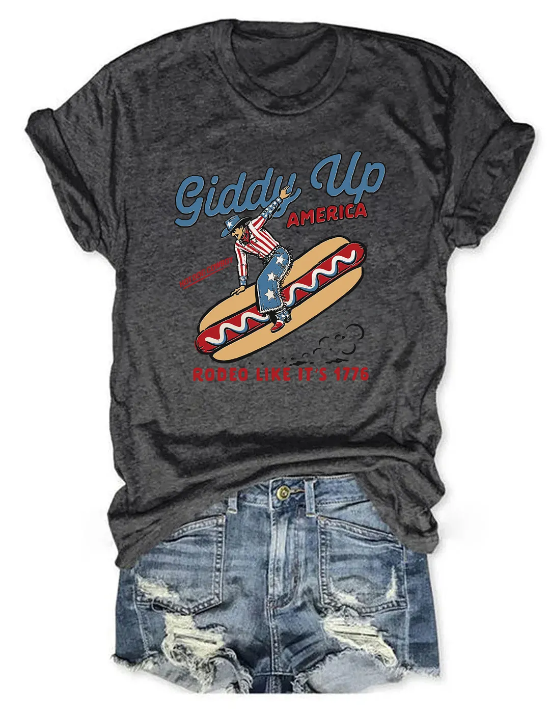 Giddy Up America Cowboy Hot Dog T-shirt