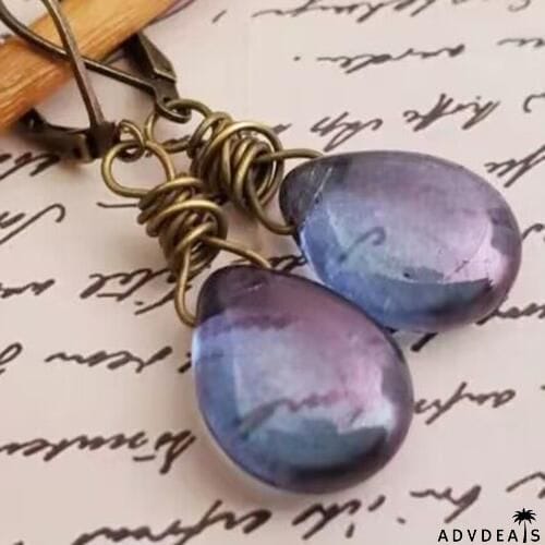 Alloy Gemstone Drop Earrings