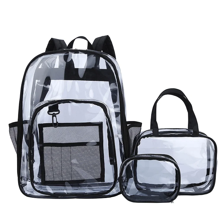 Transparent Backpack Large Capacity Shopping Rucksack Travel Leisure (Black)