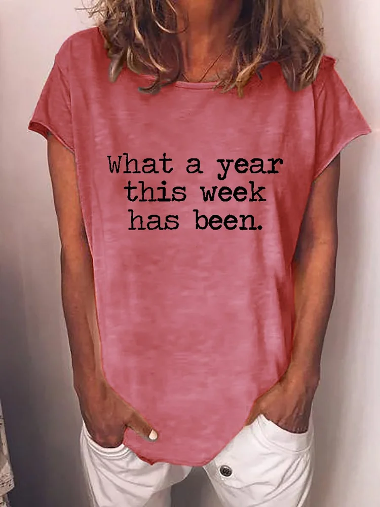 Bestdealfriday What A Year Short Sleeve Casual Women Tee 11721266