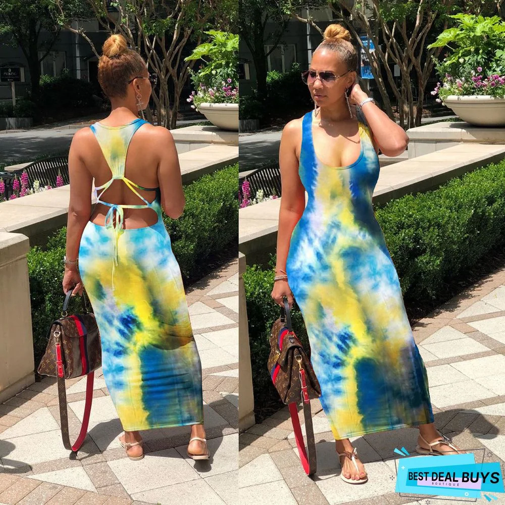 Tie-Dyed Back Strap Dress