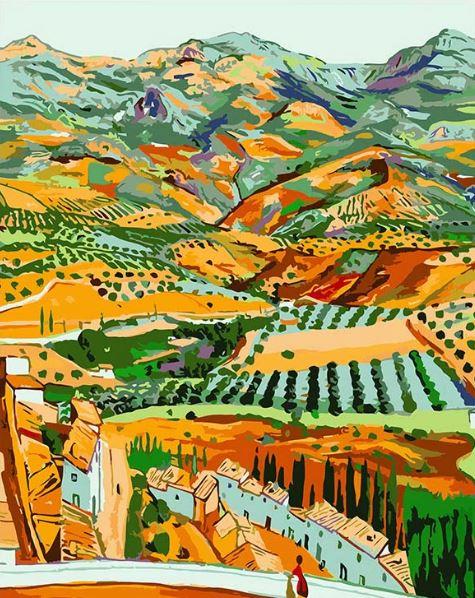

Fields and mountains – Paint By Numbers - 40*50CM, 501 Original