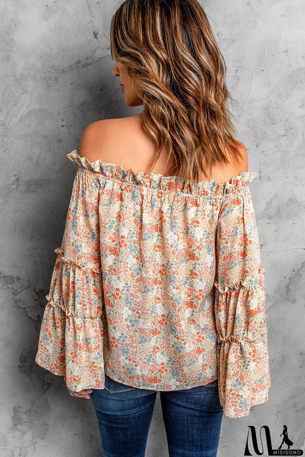MidiSono - Floral Off The Shoulder Blouse
