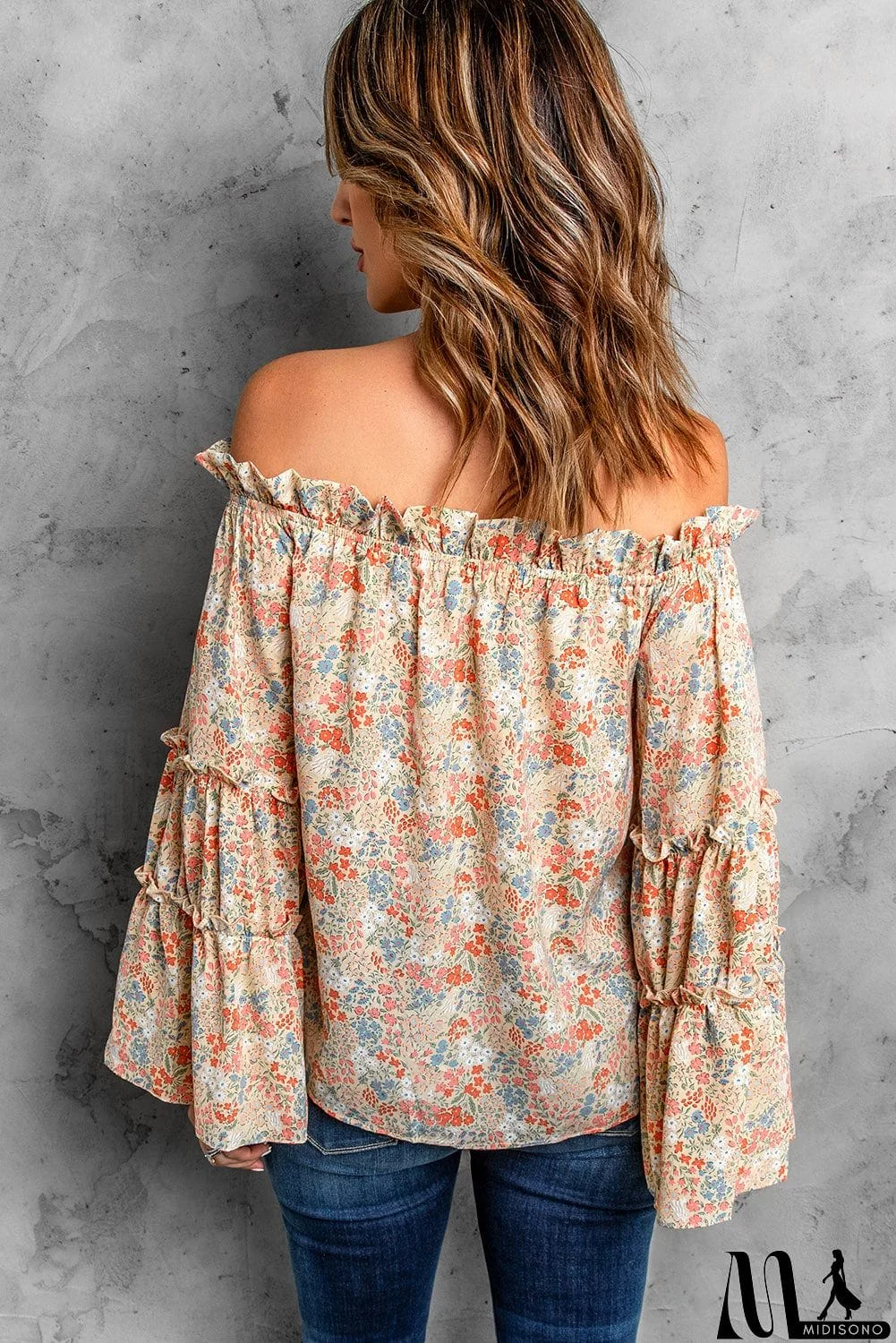MidiSono - Floral Off The Shoulder Blouse
