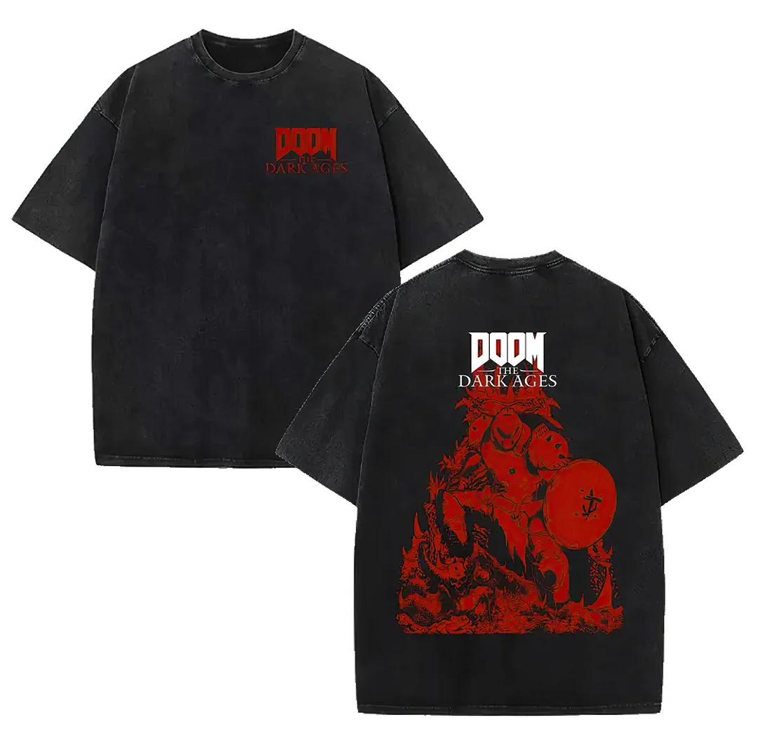 Retro Doom Printed Unisex Washed T-Shirt