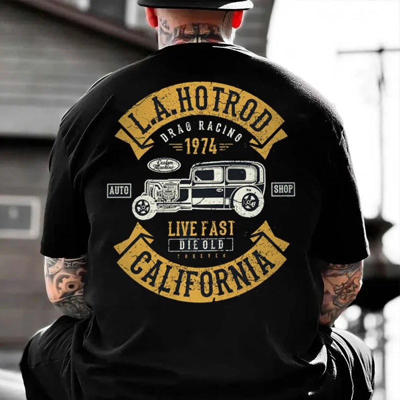 L.A.HOTROD CALIFORNIA Classic Car Print Men's T-shirt