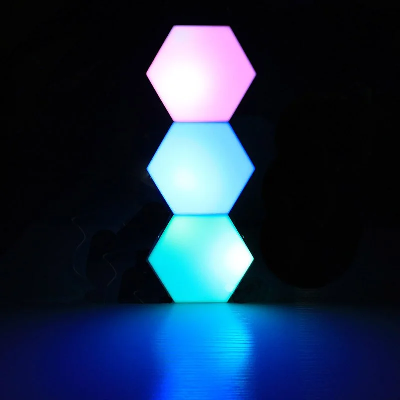 12 Pcs RGB Hexagon Night Light Remote Controlled Modular Touch Sensitive Color Changing Honeycomb Quantum Lamp Smart Led Light