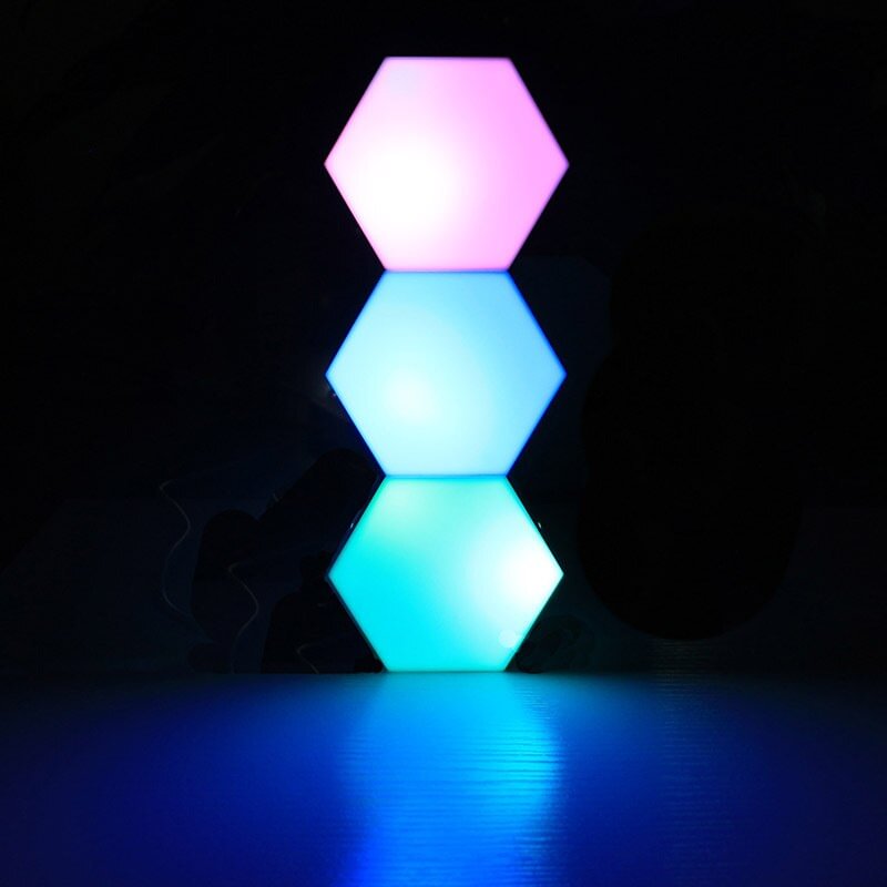 12 Pcs RGB Hexagon Night Light Remote Controlled Modular Touch Sensitive Color Changing Honeycomb Quantum Lamp Smart Led Light