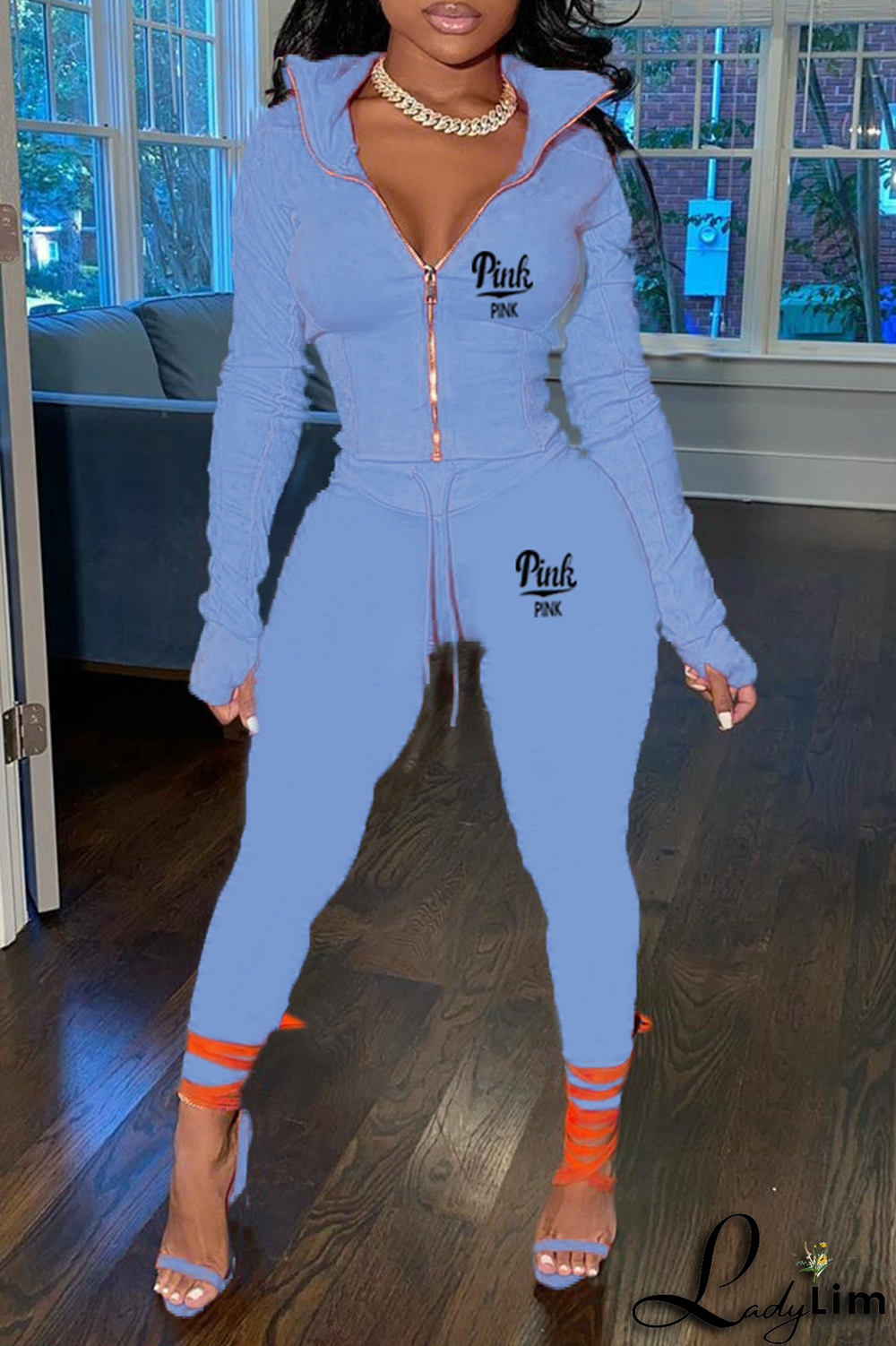 Red Fashion Print Patchwork Turndown Collar Long Sleeve Two Pieces