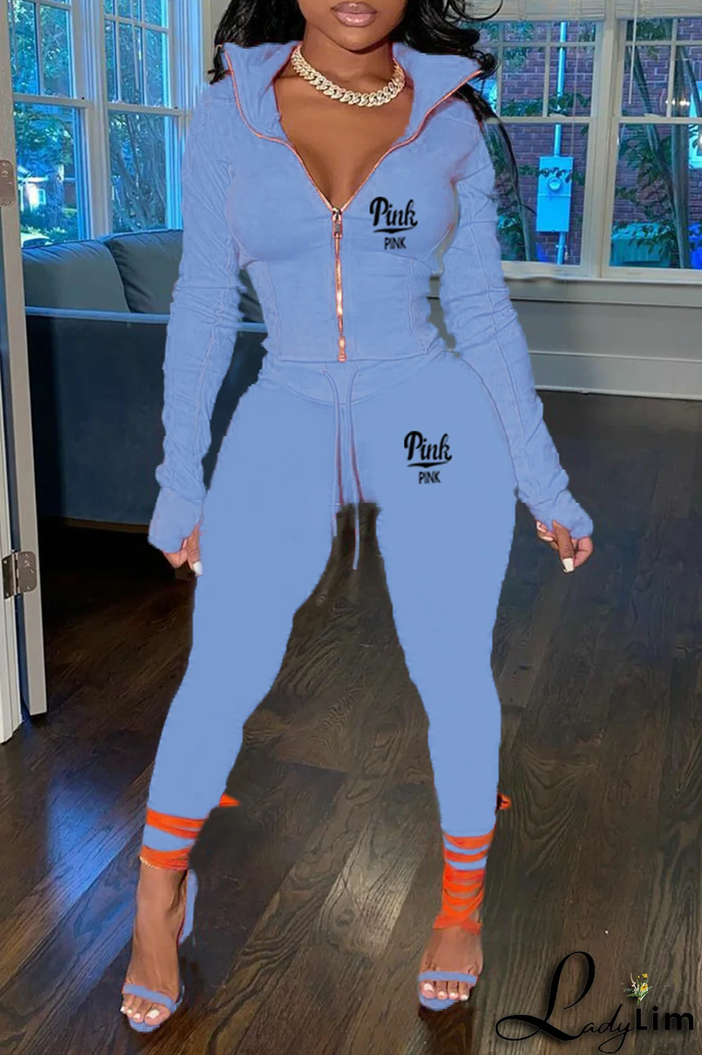 Red Fashion Print Patchwork Turndown Collar Long Sleeve Two Pieces