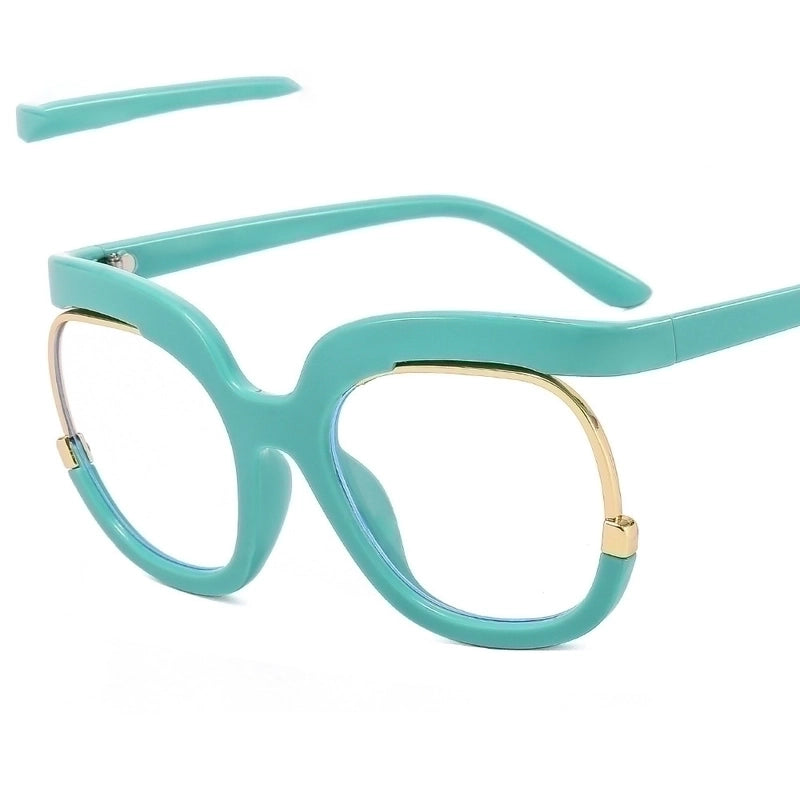Fashion Solid Color Oval Frame Half Frame Optical Glasses