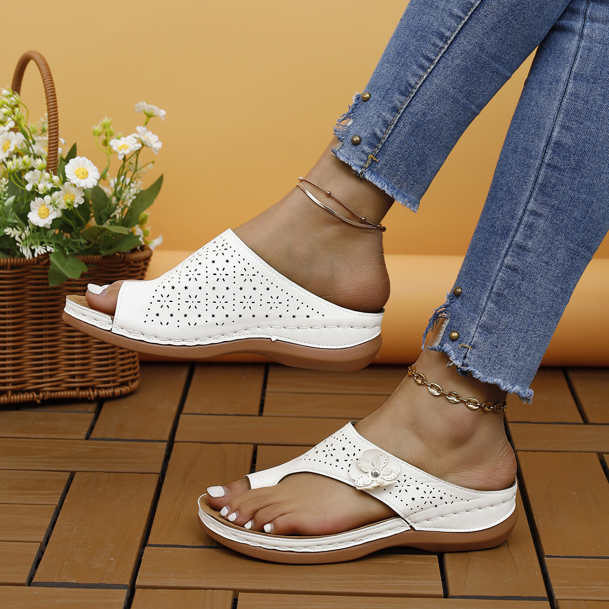 Gamfre popular women's shoes 2025 Women Sandals Summer Comfy Platform Wedge Shoes Ladies Casual Soft Big Toe Foot Sandal Orthopedic Bunion Corrector Slippers Slippers
