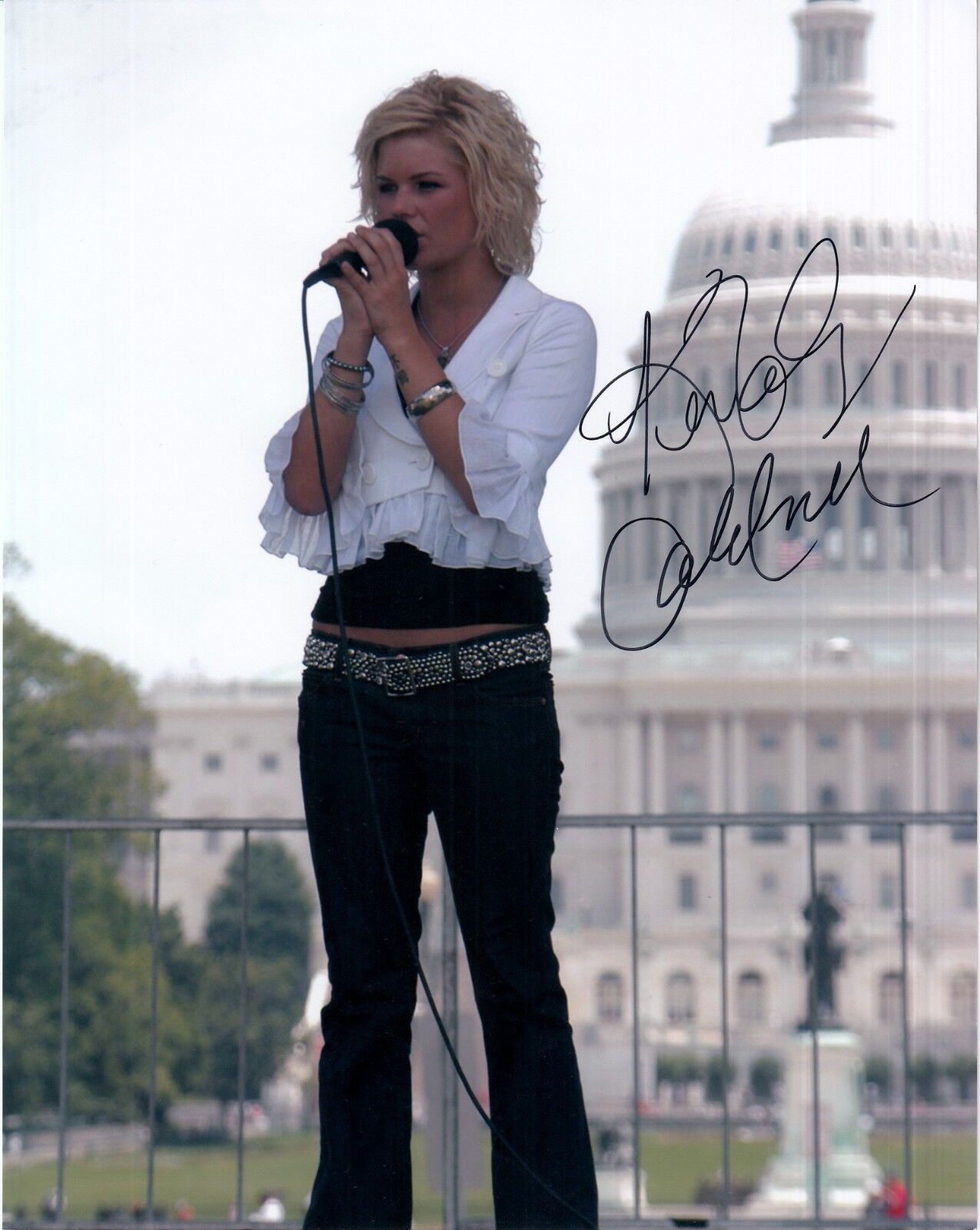 KIMBERLY CALDWELL hand-signed ONSTAGE OUTDOOR 8x10 color closeup w/ UACC RD COA