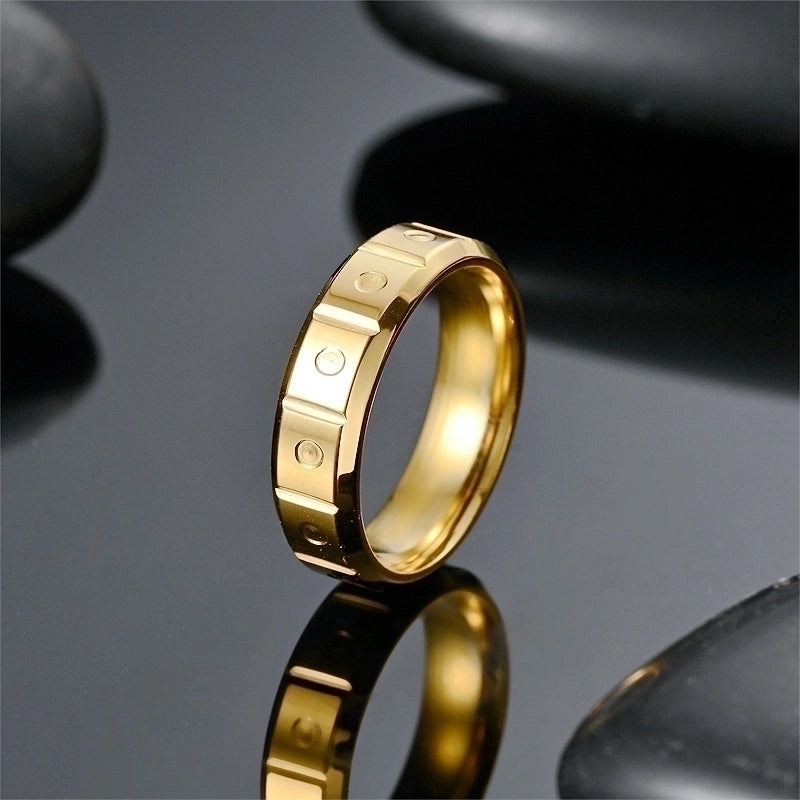 Titanium Steel 18K Gold Plated Casual Hip-Hop Plating Solid Color Rings