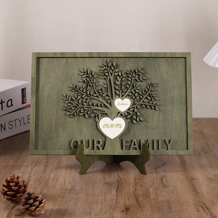 Personalized Family Tree Sign with 2 Names Wooden Frame Home Decor Gift