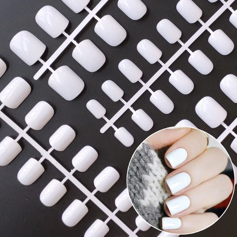 5 Sets Of 24 Pieces Per Unit Round Colored False Nails Tips Full Cover 10 Size Fake Nails For DIY Acrylic Press On Nail Tips-Nail Inspo