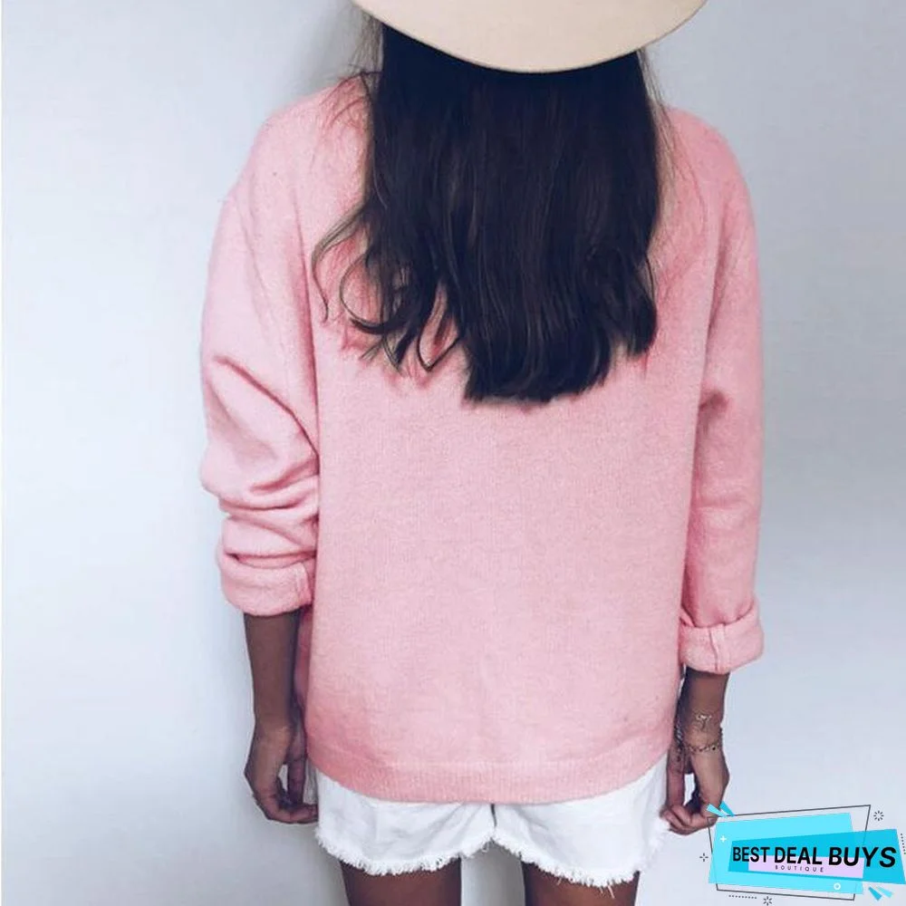 Women Buttoned Paneled V-Neck Casual Sweaters