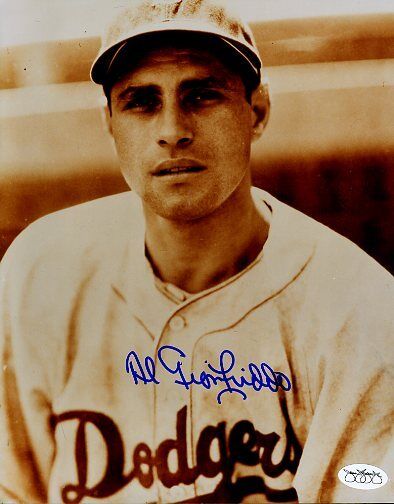 Al Gionfriddo Brooklyn Dodgers Signed Jsa Sticker 8x10 Photo Poster painting Authentic Autograph