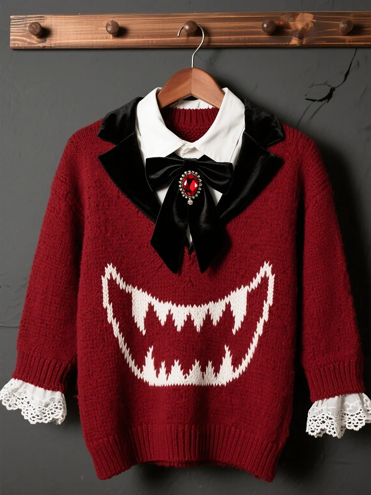Halloween Contrast Patch Comfort Knitted Sweater