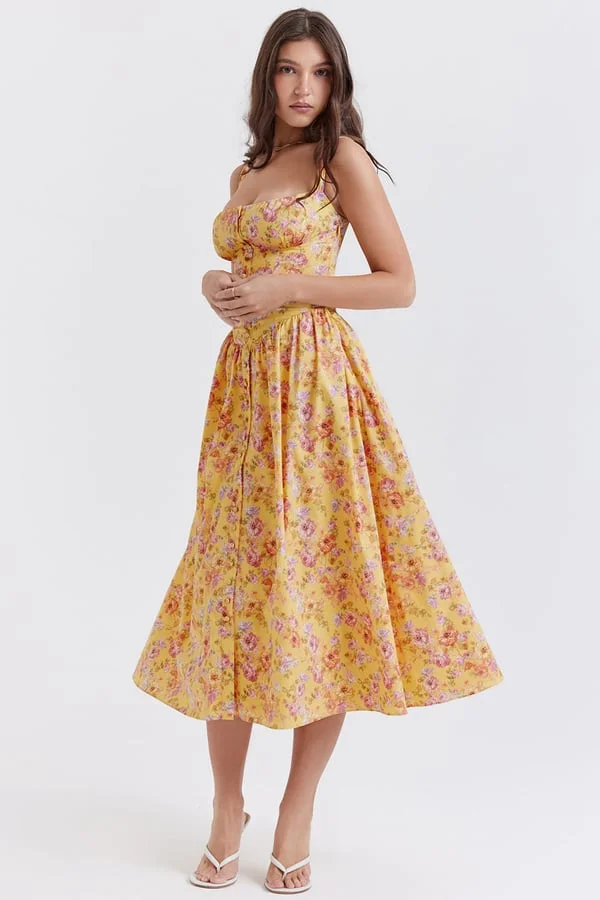 BUTTER PRINT MIDI SUNDRESS