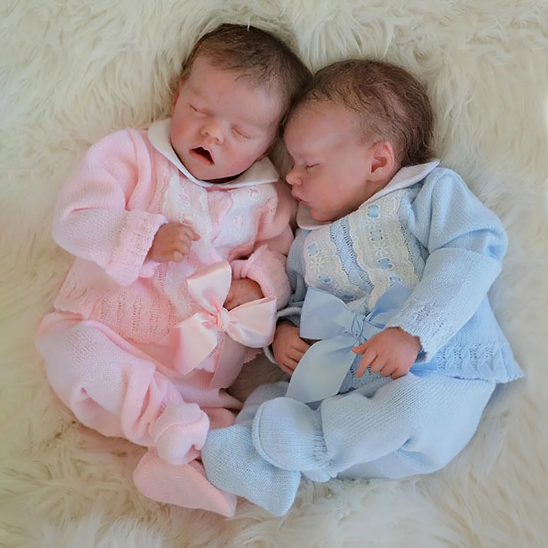 Creativegiftss®12'' Silicone Babies Reborn Twins Baby Girl and Boy Sleeping Reborn Art Doll Johans & Dabblish -Creativegiftss® - [product_tag] RSAJ-Creativegiftss®