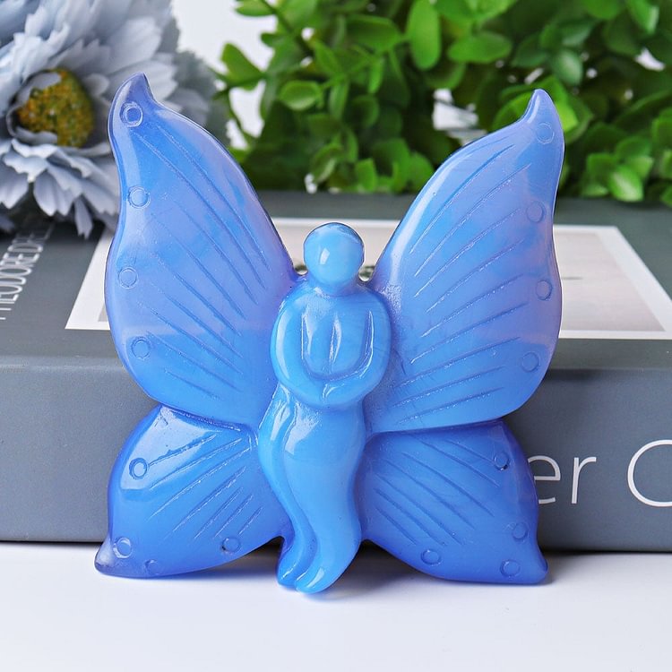 4" Blue Opalite Fairy Crystal Carvings