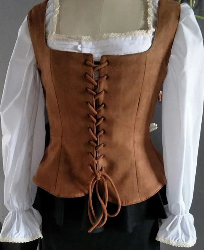 Queenfunky cottagecore style Medieval Style Vintage Square Collar Waistcoat Vest QueenFunky