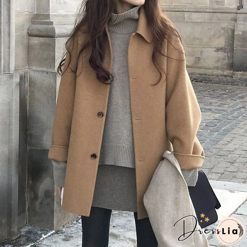 Wool Long Thick Popular Woolen Coat Women