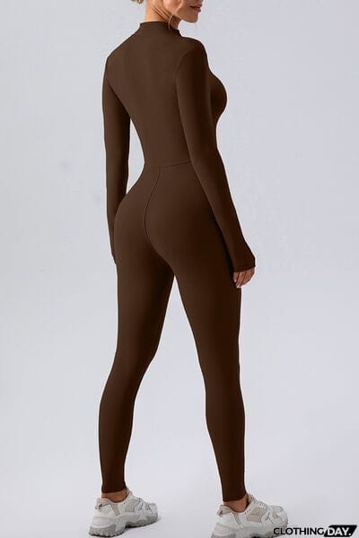 Half Zip Mock Neck Active Jumpsuit