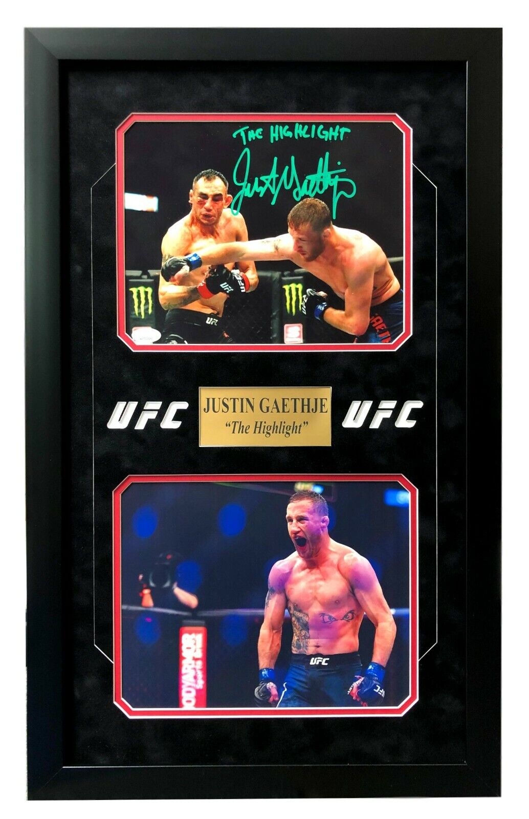 Justin Gaethje Signed Inscribed UFC Framed 8x10 Photo Poster painting Collage JSA COA Autograph