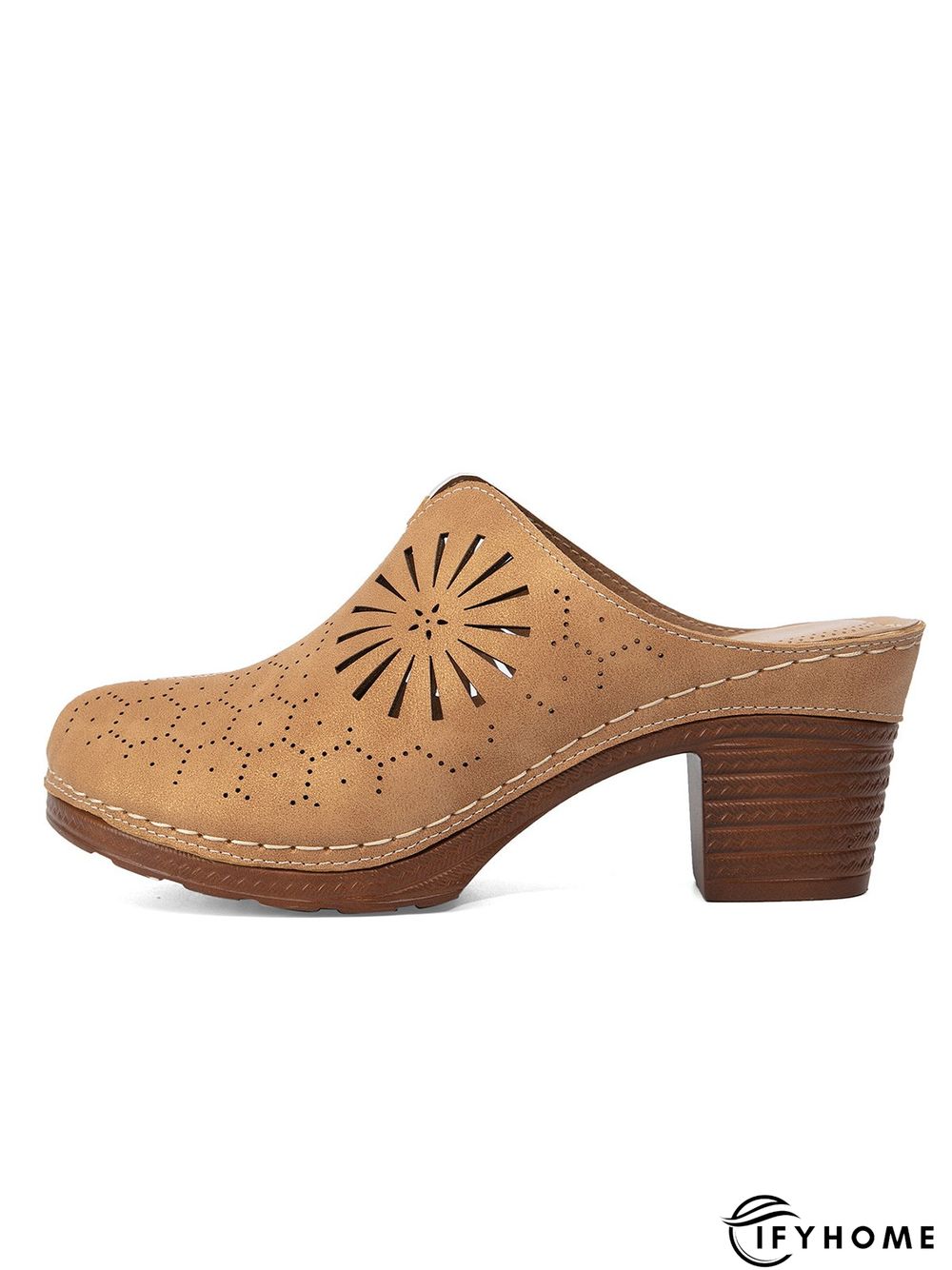 Vintage Plus Size Hollow out Chunky Heel Mules | IFYHOME